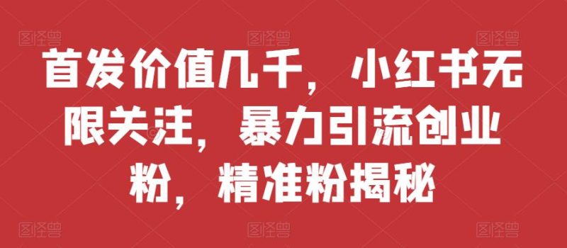 先发使用价值好几千,小红书的无尽关心,暴力行为引流方法自主创业粉,精准粉揭密|云雀资源分享