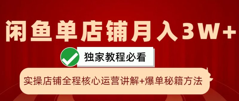 闲鱼平台单店面月入3W 实际操作展现,打造爆款关键秘笈,一学就会|云雀资源分享