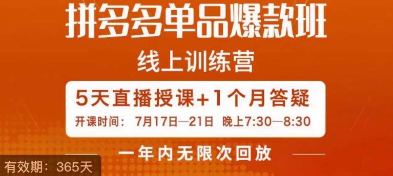 钟辰·拼多多类目爆款班，一个拼多多超级爆款养一个卓越团队|云雀资源分享