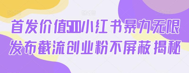 首发价值5100小红书暴力无限发布截流创业粉不屏蔽揭秘|云雀资源分享