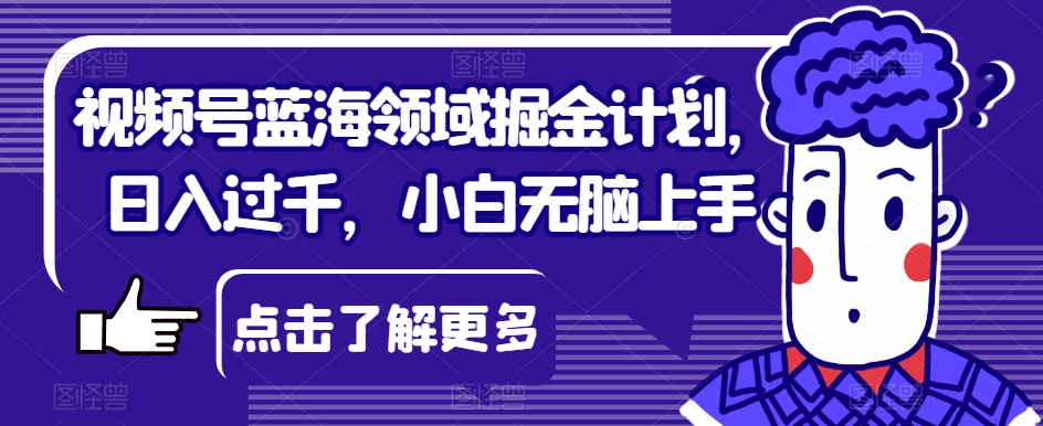 微信视频号蓝海领域掘金队方案，日入了千，新手没脑子入门【揭密】|云雀资源分享