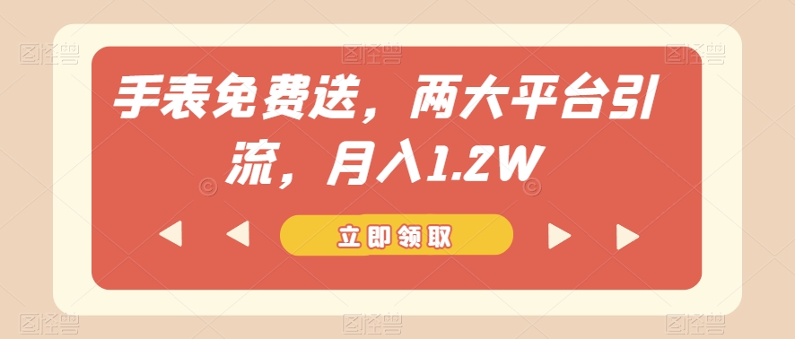 手表免费送，两大平台引流，月入1.2W【揭秘】|云雀资源分享