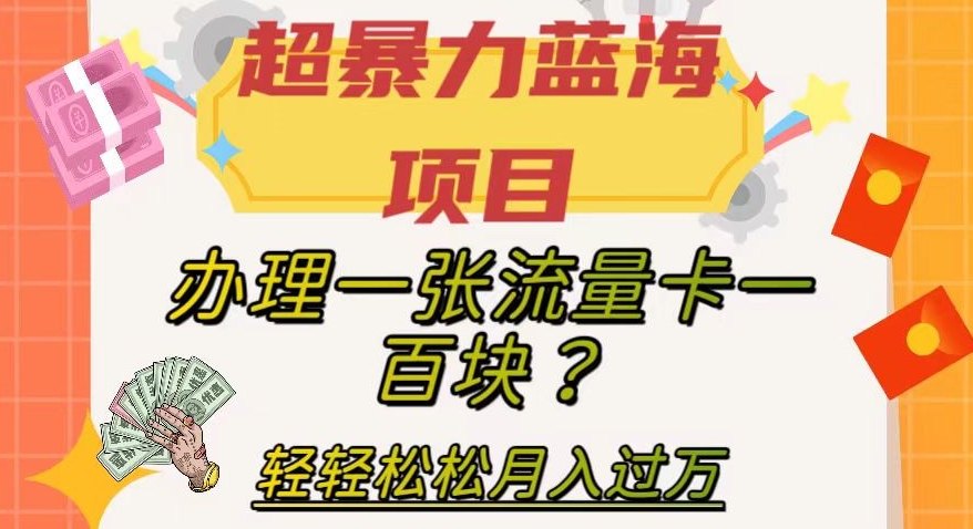 超暴力行为蓝海项目，办理一张上网卡一百块？轻松月入了万，家庭保姆级实例教程【揭密】|云雀资源分享