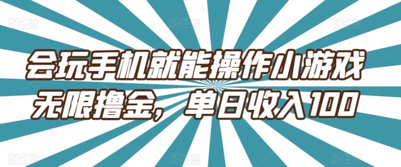爱玩手机就能实际操作小游戏无限撸金，单日收益100|云雀资源分享