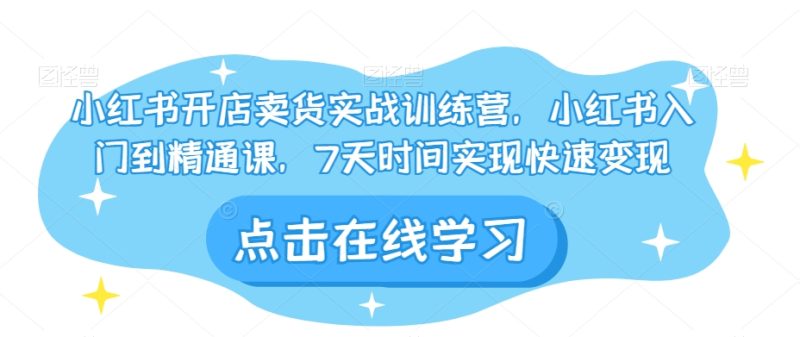小红书的开实体店卖东西实战演练夏令营,小红书的入门到精通课,7天的时间完成收益最大化|云雀资源分享