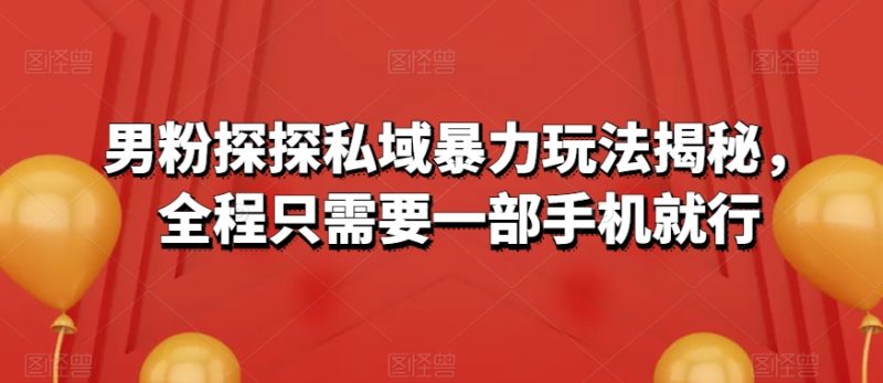 男粉探探私域暴力玩法揭秘,全程只需要一部手机就行|云雀资源分享