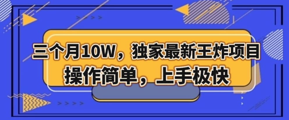 三个月10W，独家代理全新大小王新项目！使用方便，入门很快【揭密】|云雀资源分享