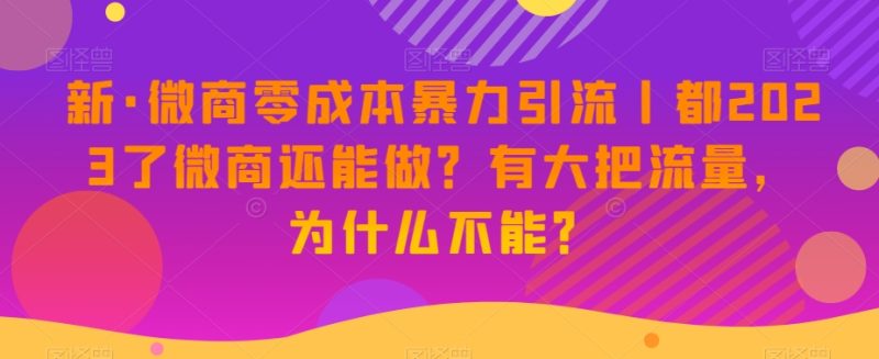 新·微商代理零成本暴力行为引流方法丨都2023了微商代理还可以做?有很大把流量,为什么不可以?|云雀资源分享