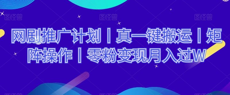 网络剧推广方案丨真一键运送丨引流矩阵实际操作丨零粉转现月入了W|云雀资源分享