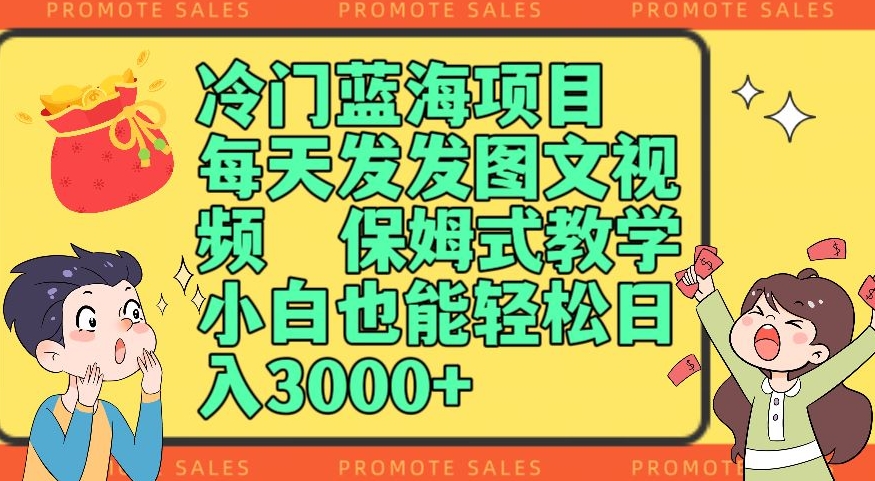 冷门蓝海项目，每天发发图文视频，保姆式教学，小白也能轻松日入3000+|云雀资源分享