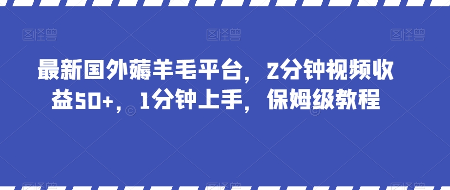 最新国外薅羊毛平台，2分钟视频收益50+，1分钟上手，保姆级教程【揭秘】|云雀资源分享