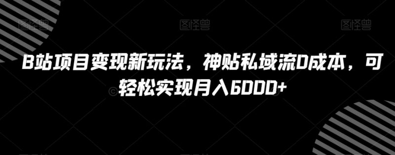 B站项目变现新玩法,神贴私域流0成本,可轻松实现月入6000+【揭秘】|云雀资源分享