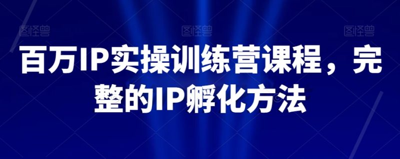 百万IP实操训练营课程,完整的IP孵化方法|云雀资源分享