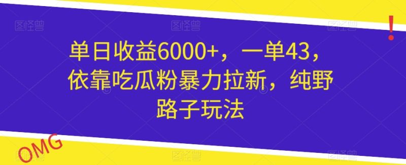 单日盈利6000 ,一单43,借助嗑瓜子粉暴力行为引流,纯歪门邪道游戏玩法|云雀资源分享