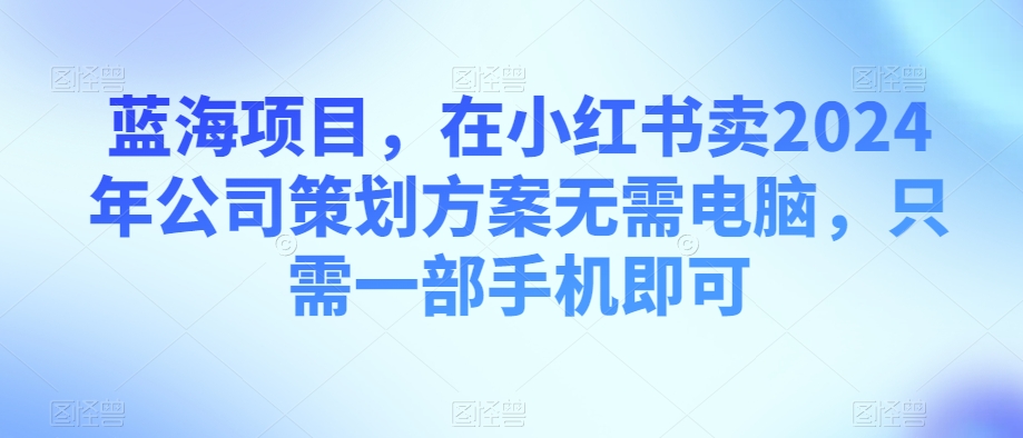 蓝海项目，在小红书卖2024年公司策划方案无需电脑，只需一部手机即可|云雀资源分享