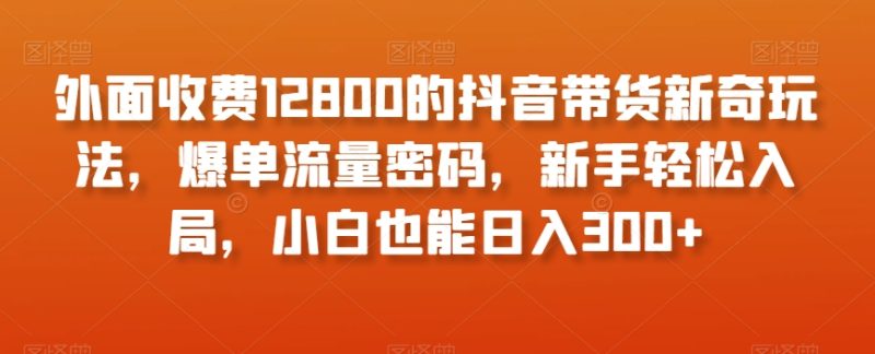 外面收费12800的抖音带货新奇玩法,爆单流量密码,新手轻松入局,小白也能日入300+【揭秘】|云雀资源分享