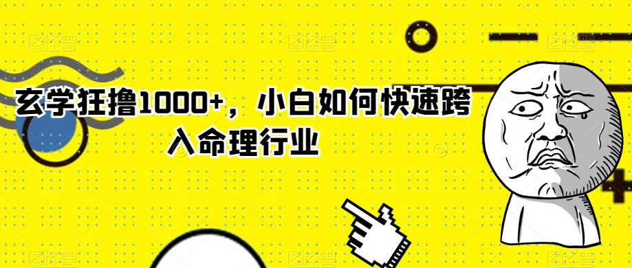 玄学狂撸1000+，小白如何快速跨入命理行业【揭秘】|云雀资源分享