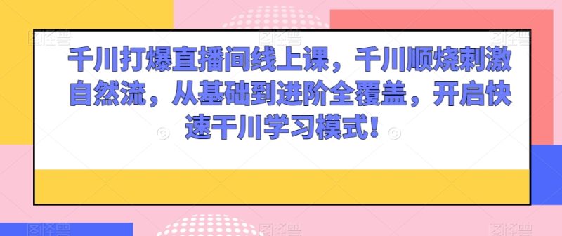 千川打爆直播间线上课,千川顺烧刺激自然流,从基础到进阶全覆盖,开启快速干川学习模式!|云雀资源分享
