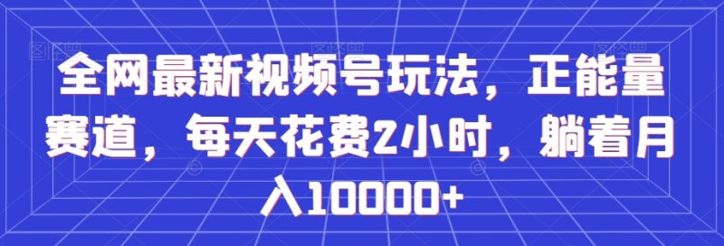 全网最新视频号玩法,正能量赛道,每天花费2小时,躺着月入10000+【揭秘】|云雀资源分享