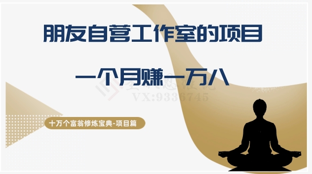 十万个富翁修炼宝典之16.朋友自营工作室的项目，一个月赚一万八|云雀资源分享