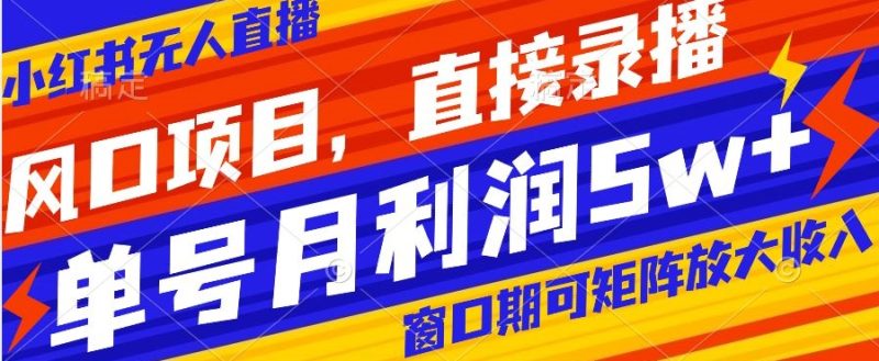 风口项目,小红书无人直播带货,直接录播,可矩阵,月入5w+【揭秘】|云雀资源分享