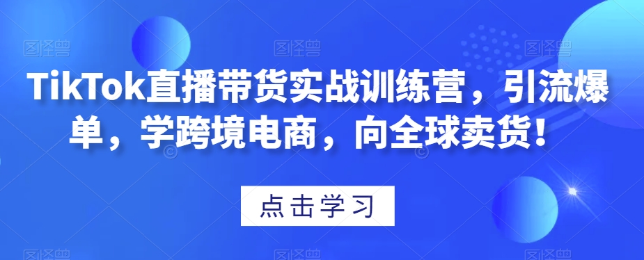 TikTok直播带货实战训练营，引流爆单，学跨境电商，向全球卖货！|云雀资源分享