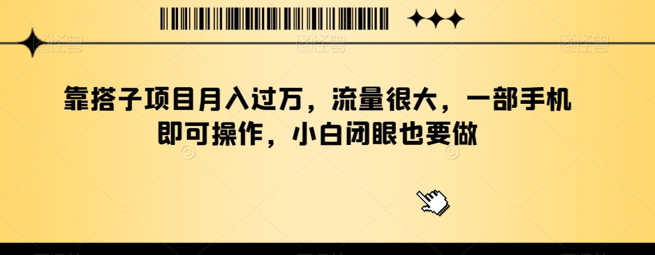 靠搭子项目月入过万，流量很大，一部手机即可操作，小白闭眼也要做|云雀资源分享