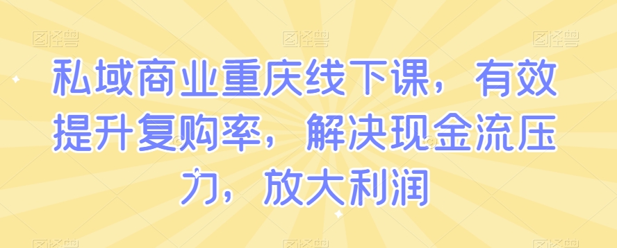 私域商业重庆线下课，有效提升复购率，解决现金流压力，放大利润|云雀资源分享