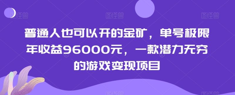普通人也可以开的金矿,单号极限年收益96000元,一款潜力无穷的游戏变现项目【揭秘】|云雀资源分享
