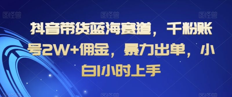 抖音带货蓝海赛道，千粉账号2W+佣金，暴力出单，小白1小时上手【揭秘】|云雀资源分享