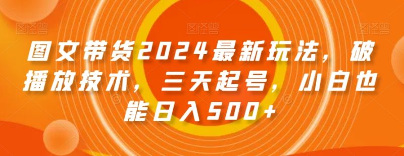 图文带货2024最新玩法，破播放技术，三天起号，小白也能日入500+【揭秘】|云雀资源分享