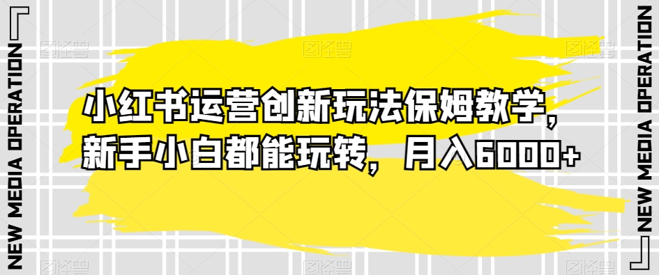 小红书运营创新玩法保姆教学，新手小白都能玩转，月入6000+【揭秘】|云雀资源分享