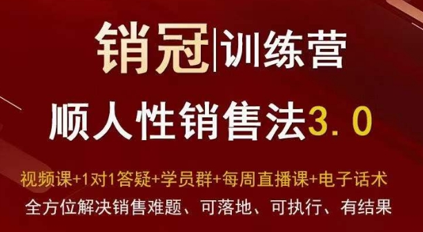爆款！销冠训练营3.0之顺人性销售法，全方位解决销售难题、可落地、可执行、有结果|云雀资源分享