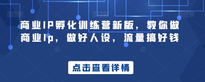 商业IP孵化训练营新版,教你做商业Ip,做好人设,流量搞好钱|云雀资源分享