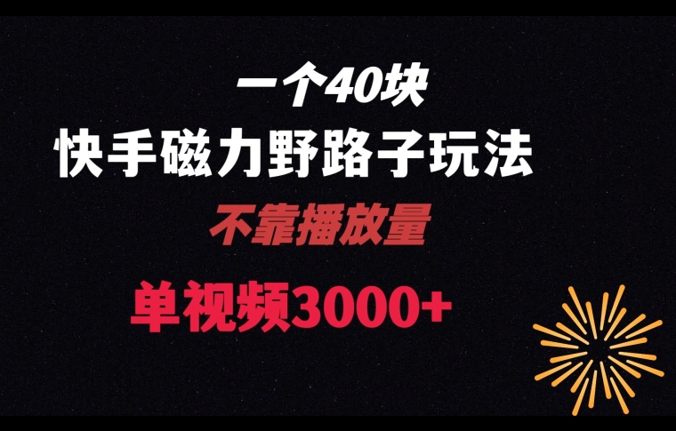 一个40块，快手联合美团磁力新玩法，无视机制野路子玩法，单视频收益4位数【揭秘】|云雀资源分享
