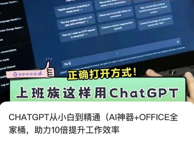 CHATGPT从小白到精通，AI神器+OFFICE全家桶，助力10倍提升工作效率|云雀资源分享