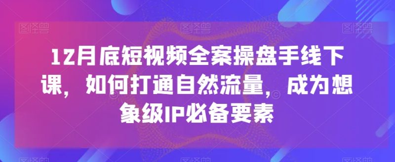 12月底短视频全案操盘手线下课,如何打通自然流量,成为想象级IP必备要素|云雀资源分享