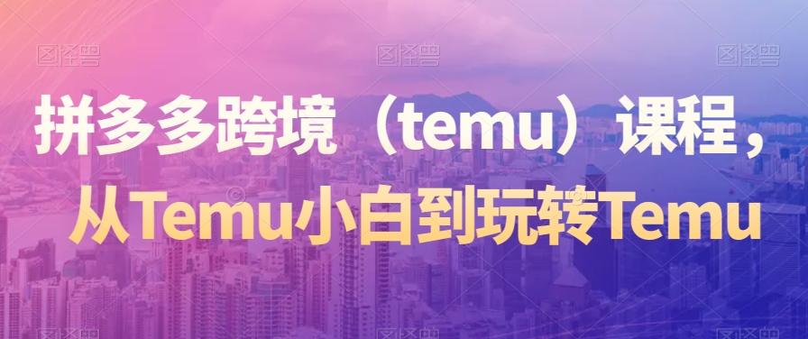 拼多多跨境（temu）课程，从Temu小白到玩转Temu|云雀资源分享