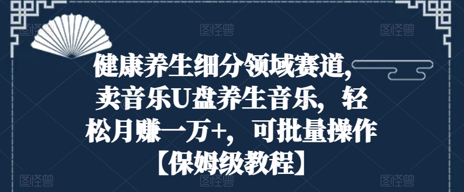 健康养生细分领域赛道，卖音乐U盘养生音乐，轻松月赚一万+，可批量操作【保姆级教程】|云雀资源分享