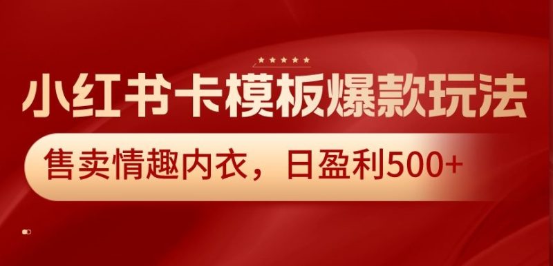 小红书卡模板爆款玩法,售卖情趣内衣,日盈利500+【揭秘】|云雀资源分享