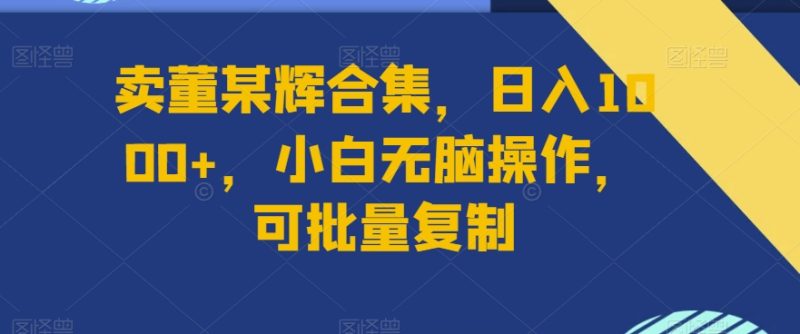 卖董某辉合集，日入1000+，小白无脑操作，可批量复制|云雀资源分享