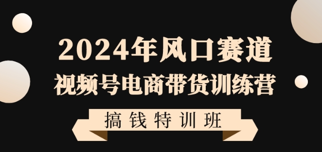 2024年风口赛道视频号电商带货训练营搞钱特训班，带领大家快速入局自媒体电商带货|云雀资源分享