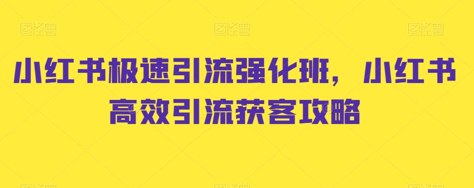 小红书极速引流强化班，小红书高效引流获客攻略|云雀资源分享