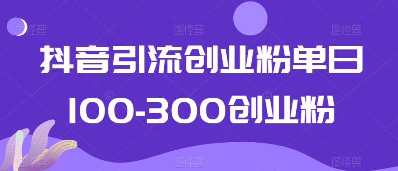 抖音引流创业粉单日100-300创业粉【揭秘】|云雀资源分享