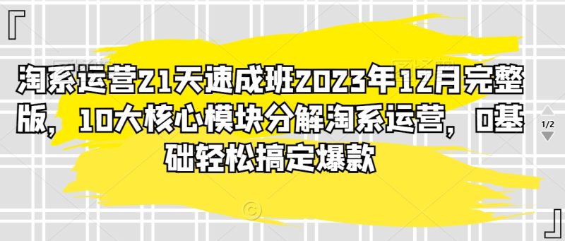 淘系运营21天速成班2023年12月完整版,10大核心模块分解淘系运营,0基础轻松搞定爆款|云雀资源分享