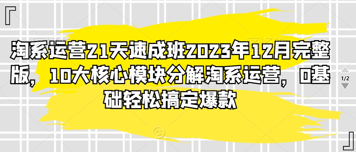 淘系运营21天速成班2023年12月完整版，10大核心模块分解淘系运营，0基础轻松搞定爆款|云雀资源分享