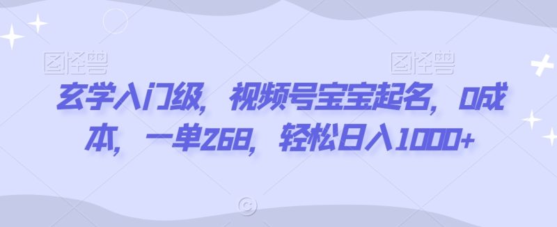 玄学入门级,视频号宝宝起名,0成本,一单268,轻松日入1000+【揭秘】|云雀资源分享