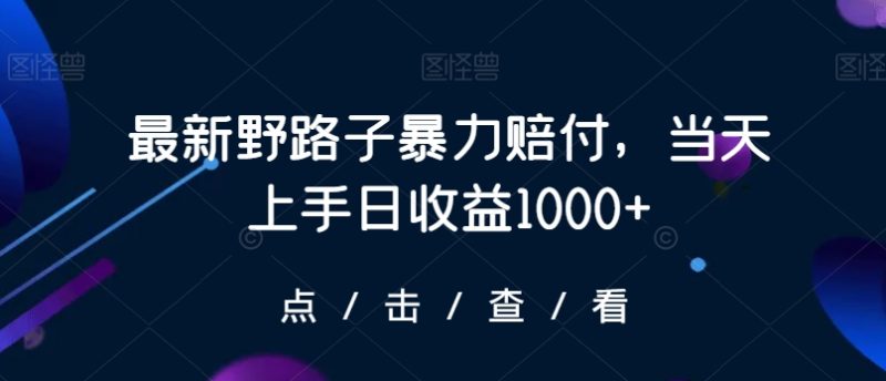 最新野路子暴力赔付,当天上手日收益1000+【仅揭秘】|云雀资源分享