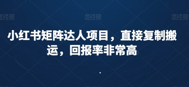 小红书矩阵达人项目,直接复制搬运,回报率非常高|云雀资源分享
