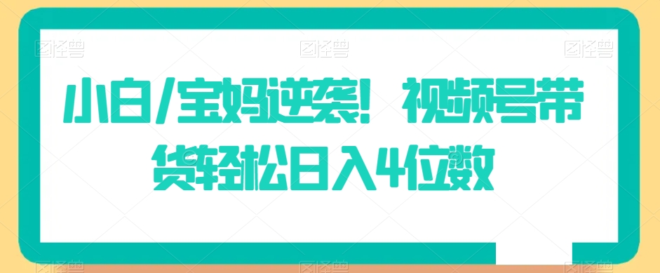 小白/宝妈逆袭！视频号带货轻松日入4位数【揭秘】|云雀资源分享